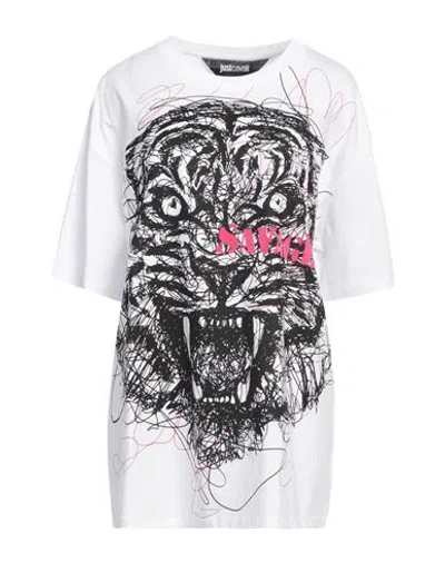 Just Cavalli Woman T-shirt White Size L Cotton