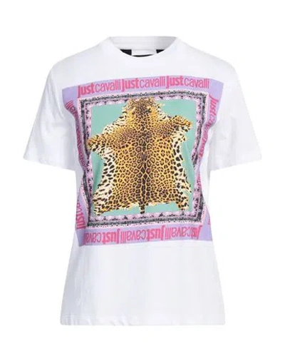 Just Cavalli Woman T-shirt White Size M Cotton