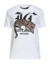 Just Cavalli Woman T-shirt White Size S Cotton In Burgundy