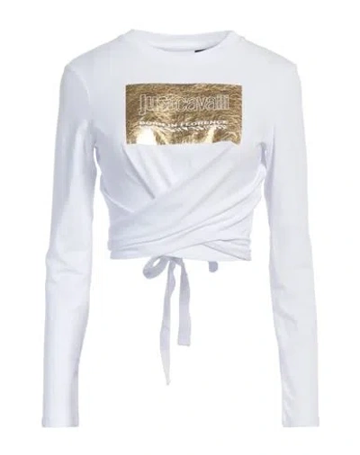 Just Cavalli Woman T-shirt White Size S Cotton