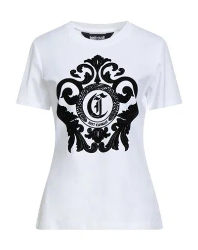 Just Cavalli Woman T-shirt White Size Xl Cotton, Elastane