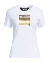 Just Cavalli Woman T-shirt White Size L Cotton, Elastane
