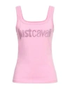 Just Cavalli Rhinestone-logo Top In Pink
