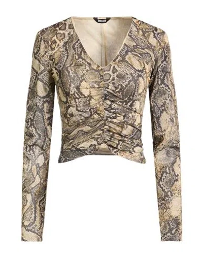 Just Cavalli Woman Top Beige Size 10 Polyester, Polyamide, Elastane In Gray