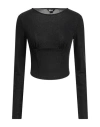 Just Cavalli Woman Top Black Size 10 Polyester, Metallic Polyester, Elastane In Black