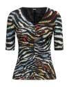 Just Cavalli Abstract-pattern Ruched-detail T-shirt In Black