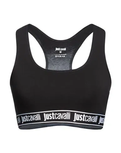 Just Cavalli Woman Top Black Size L Cotton, Elastane