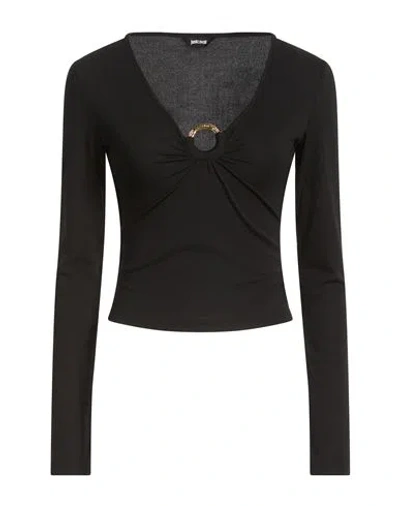 Just Cavalli Woman Top Black Size M Polyester, Elastane