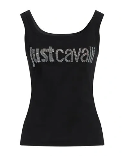 Just Cavalli Woman Top Black Size L Cotton, Elastane
