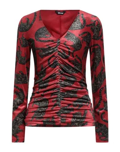 Just Cavalli Woman Top Brick Size 12 Polyester, Elastane In Red