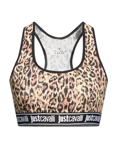 Just Cavalli Woman Top Brown Size Xl Cotton, Elastane In Animal Print