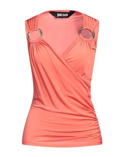 Just Cavalli Woman Top Coral Size 6 Viscose, Elastane In Red