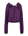 Just Cavalli Woman Top Dark Purple Size 8 Viscose, Elastane In Purple