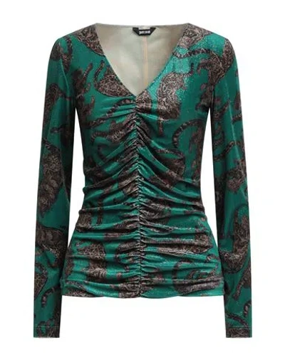 Just Cavalli Woman Top Emerald Green Size 14 Polyester, Elastane