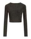Just Cavalli Woman Top Gold Size 6 Polyester, Metallic Polyester, Elastane In Gray