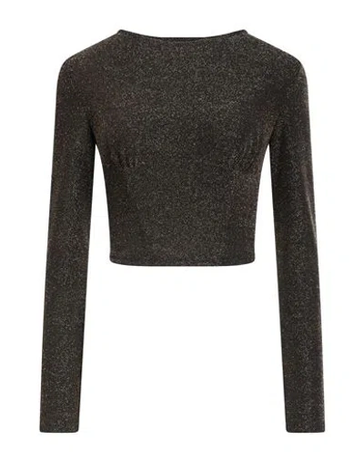 Just Cavalli Woman Top Gold Size 6 Polyester, Metallic Polyester, Elastane In Gray