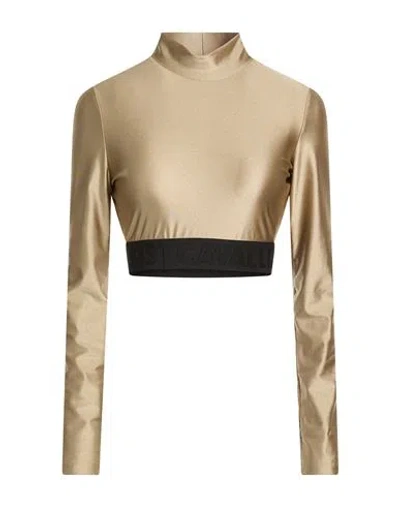 Just Cavalli Woman Top Khaki Size 6 Polyamide, Elastane In Neutral