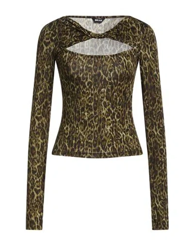 Just Cavalli Woman Top Military Green Size 8 Viscose, Elastane In Brown