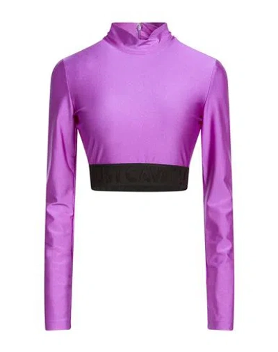 Just Cavalli Woman Top Purple Size 4 Polyamide, Elastane