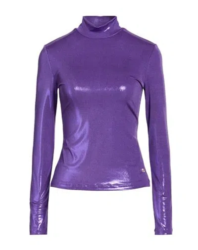 Just Cavalli Woman Top Purple Size 6 Polyester, Elastane