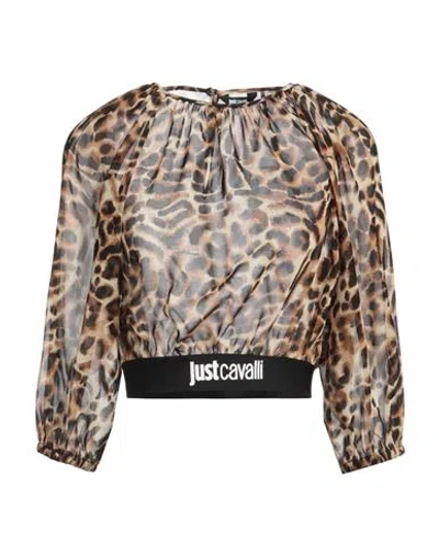 Just Cavalli Woman Top Sand Size 10 Polyester In Beige