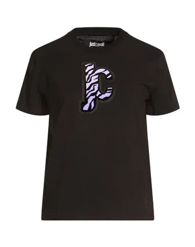 Just Cavalli Woman T-shirt Black Size M Cotton