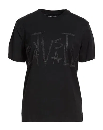 Just Cavalli Woman T-shirt Black Size M Cotton