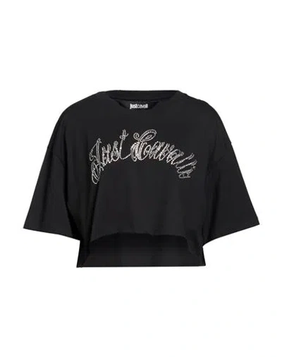 Just Cavalli Woman T-shirt Black Size M Cotton
