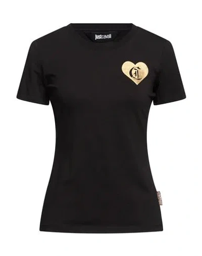Just Cavalli Woman T-shirt Black Size Xl Cotton, Elastane