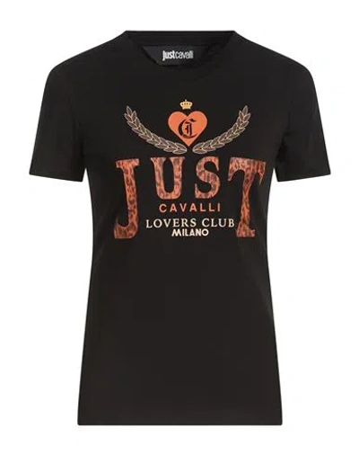 Just Cavalli Woman T-shirt Black Size Xl Cotton, Elastane