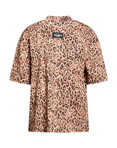 Just Cavalli Woman T-shirt Camel Size Xl Cotton In Multi