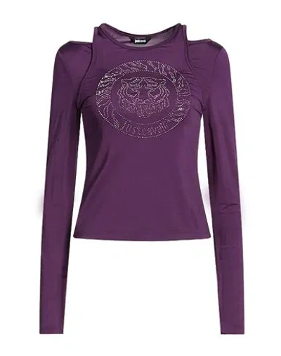 Just Cavalli Woman T-shirt Purple Size 8 Viscose, Elastane