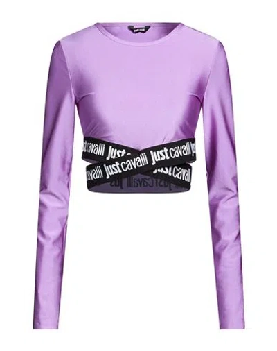 Just Cavalli Woman T-shirt Purple Size M Polyamide, Elastane In Multi
