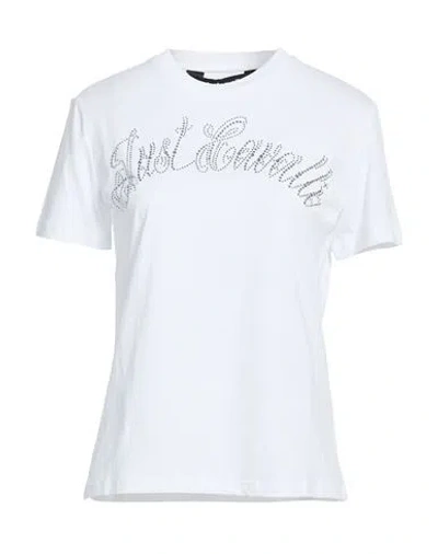 Just Cavalli Woman T-shirt White Size L Cotton
