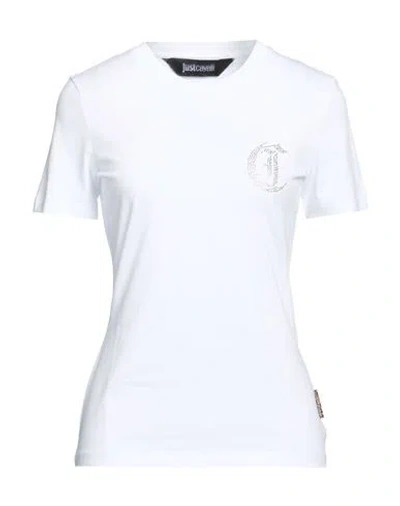 Just Cavalli Woman T-shirt White Size M Cotton, Elastane