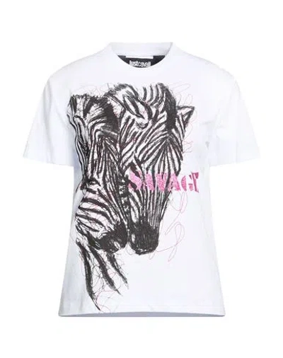 Just Cavalli Woman T-shirt White Size S Cotton