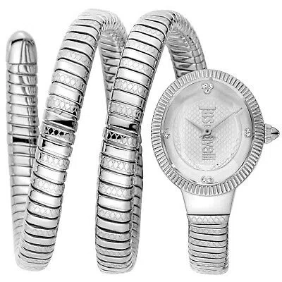 Pre-owned Just Cavalli Women's After Party Snake Silver Dial Watch - Jc1l269m0015