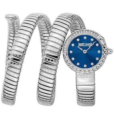 Pre-owned Just Cavalli Women's Enchanting Snake Blue Dial Watch - Jc1l302m0015
