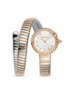 Just Cavalli Women's Ip Two-tone Stainless Steel & Crystal Wrap Watch/22mm In Rose Gold Silver