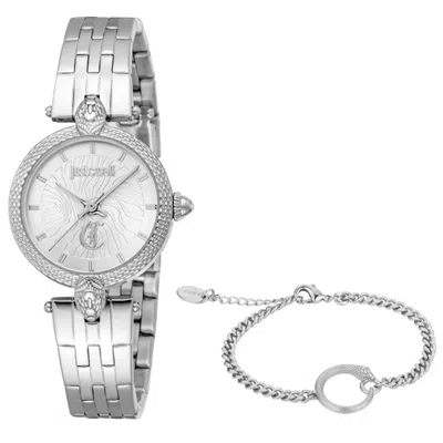 Just Cavalli Women's Mini Attraente Set Silver Dial Watch In Red