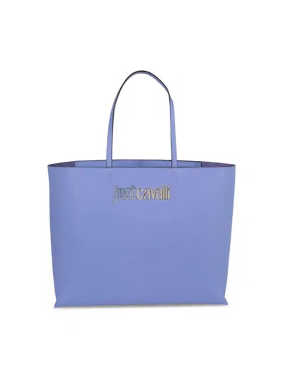 Just Cavalli Small Logo Tote In Violet