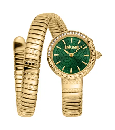Just Cavalli Cerchio Snake 23mm Watch In Gold