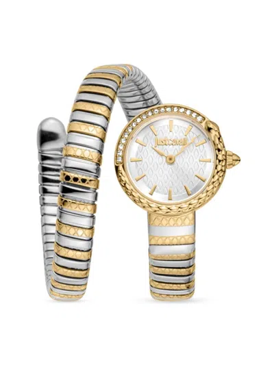 Just Cavalli Women's Two-tone Stainless Steel & Crystal Wrap Watch/22mm In Yellow Gold Silver