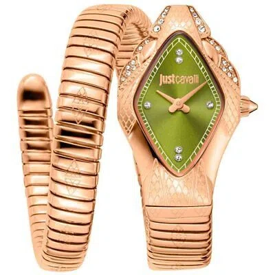 Pre-owned Just Cavalli Womens Ferocious Green Dial Watch - Jc1l306m0055