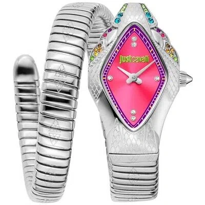 Pre-owned Just Cavalli Womens Ferocious Pink Dial Watch - Jc1l306m0025