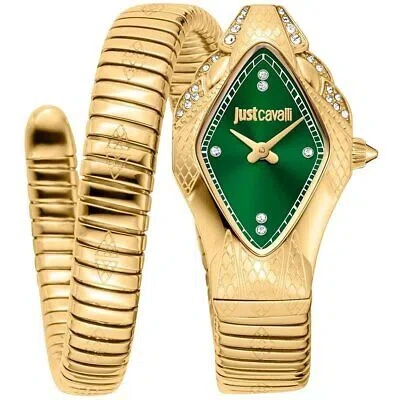 Pre-owned Just Cavalli Womens Ferocious Snake Green Dial Watch - Jc1l306m0045