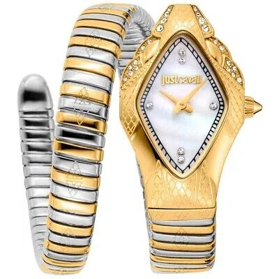 Pre-owned Just Cavalli Womens Ferocious Snake White Dial Watch - Jc1l306m0065