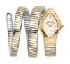 Just Cavalli Womens's Snake Watch, Gold Color Case, White Mop Dial, Two Tone Silver & Gold Color Sta In Gold