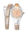 Just Cavalli Womens's Snake Watch, Two Tone Silver & Rose Gold Color Case, Rose Gold Dial, Two Toned In Neutral