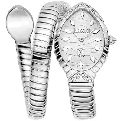 Pre-owned Just Cavalli Womens Unica Snake Silver Dial Watch - Jc1l322m0015